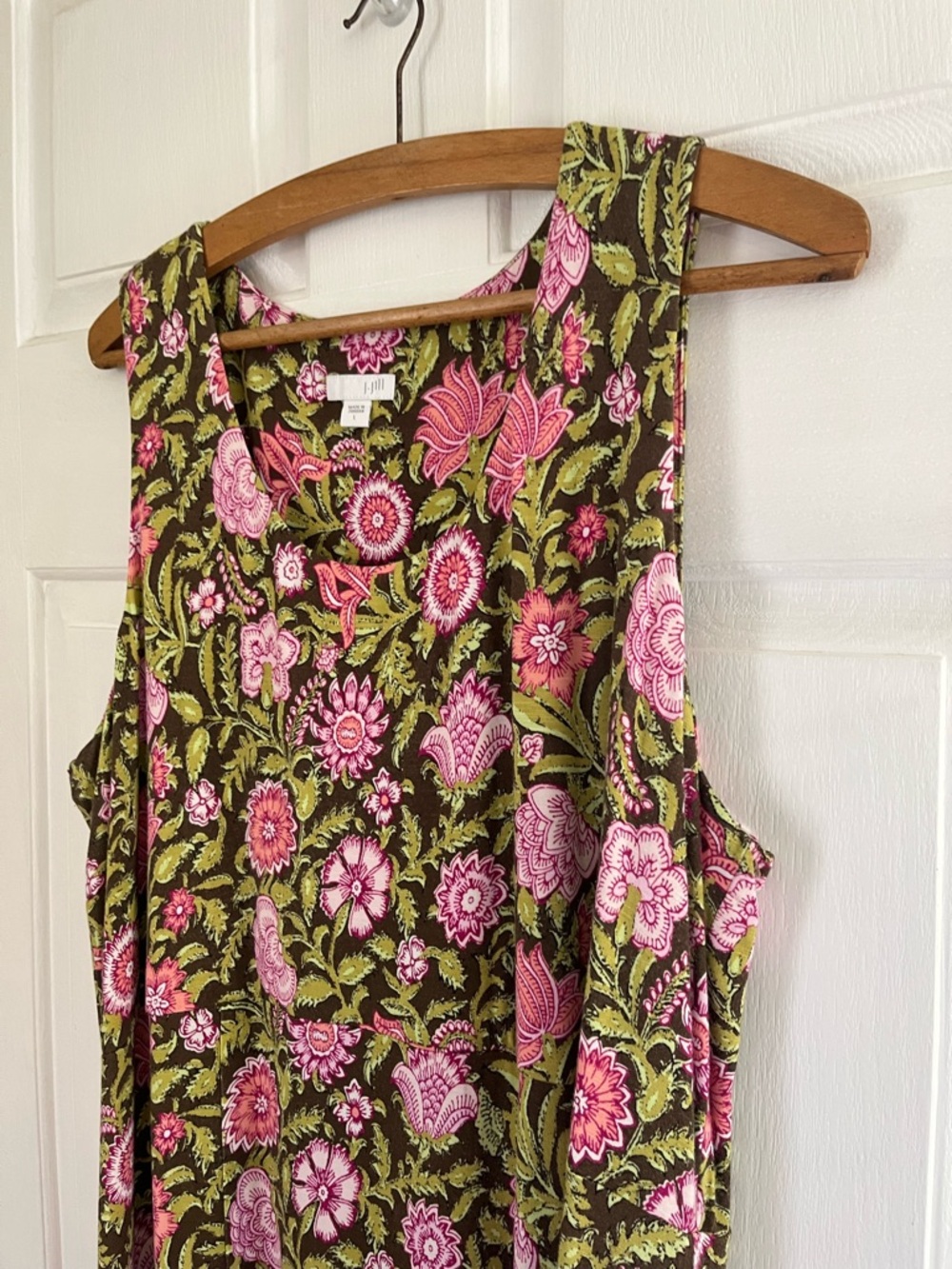 J.Jill Sleeveless Floral Maxi Dress in Pink and Green - Picture 2 of 5